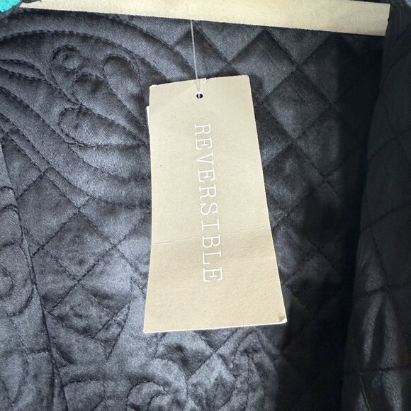 NWT Chico's Reversible Brinna Solid Jewel Teal Black Jacket Size 2 (fits 10-12) - Picture 4 of 8